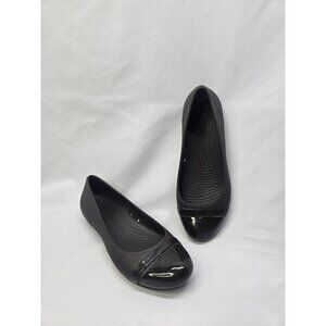 Womens Crocs Size 6 Gianna Alice Shiny Cap Toe Ballet Flat Brown Shoes